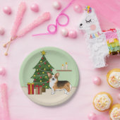 Red Headed Tri Pembroke Welsh Corgi Weihnachtsbaum Pappteller (Party)