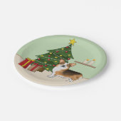 Red Headed Tri Pembroke Welsh Corgi Weihnachtsbaum Pappteller (Schrägansicht)