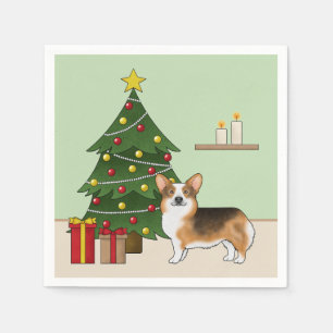 Red Headed Tri Pembroke Welsh Corgi Weihnachtsbaum Serviette