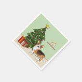 Red Headed Tri Pembroke Welsh Corgi Weihnachtsbaum Serviette (Ecke)