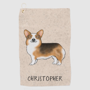 Red Headed Tricolor Pembroke Welsh Corgi und Name Golfhandtuch