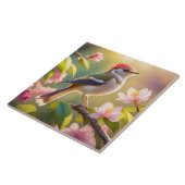 Red Header Buff Chested Warbler Fantasy Bird Fliese (Seite)