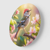 Red Header Buff Chested Warbler Fantasy Bird Große Wanduhr (Winkel)