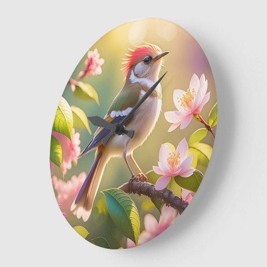 Red Header Buff Chested Warbler Fantasy Bird Große Wanduhr (Winkel)