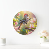 Red Header Buff Chested Warbler Fantasy Bird Große Wanduhr (Zuhause)