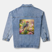 Red Header Buff Chested Warbler Fantasy Bird Jeansjacke (Rückseite)