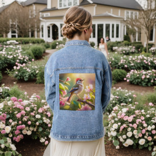Red Header Buff Chested Warbler Fantasy Bird Jeansjacke