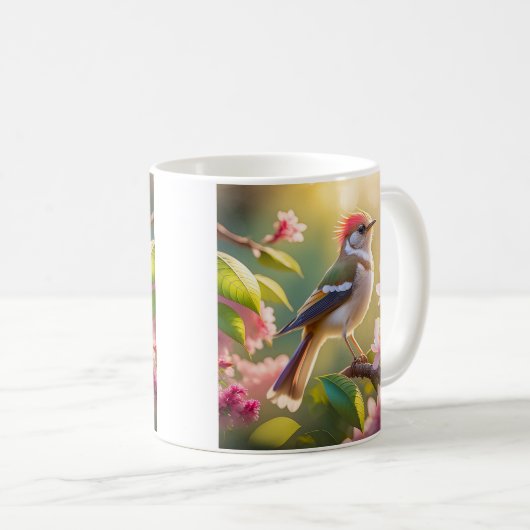 Red Header Buff Chested Warbler Fantasy Bird Kaffeetasse (VorderseiteRechts)