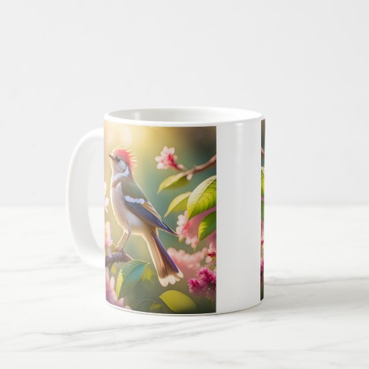 Red Header Buff Chested Warbler Fantasy Bird Kaffeetasse (Vorderseite Links)