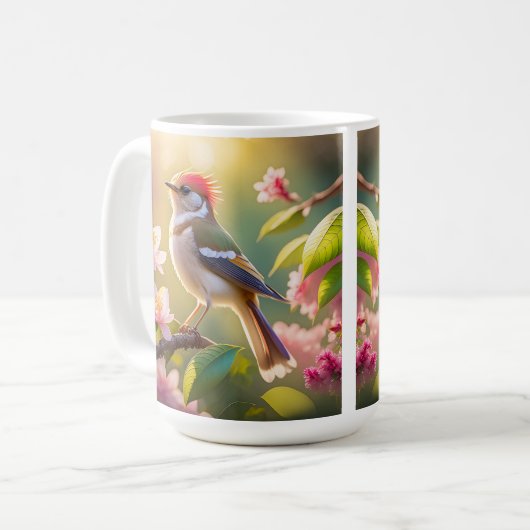 Red Header Buff Chested Warbler Fantasy Bird Kaffeetasse (Vorderseite Links)