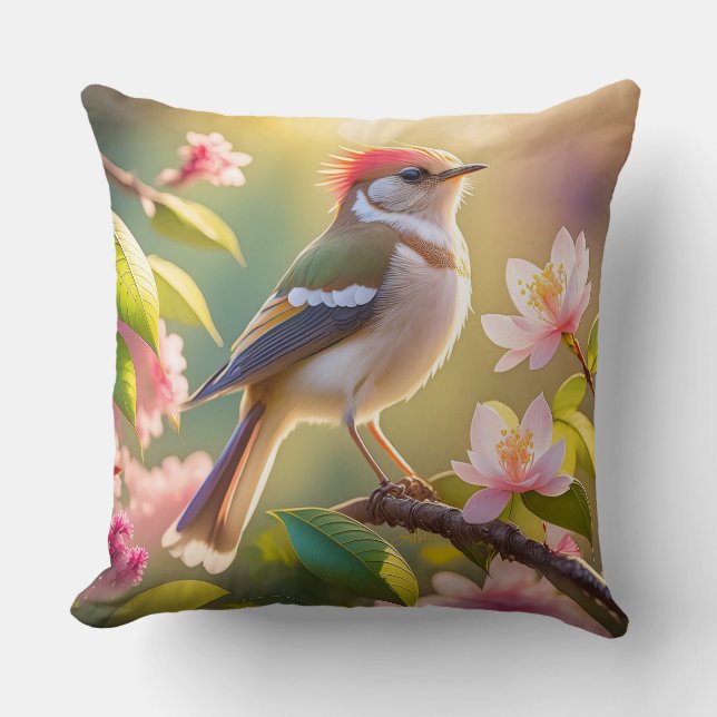 Red Header Buff Chested Warbler Fantasy Bird Kissen (Vorderseite)