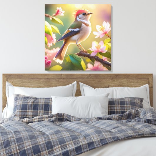 Red Header Buff Chested Warbler Fantasy Bird Leinwanddruck (Insitu (Schlafzimmer))