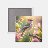 Red Header Buff Chested Warbler Fantasy Bird Magnet (Vorderseite/Rückseite)