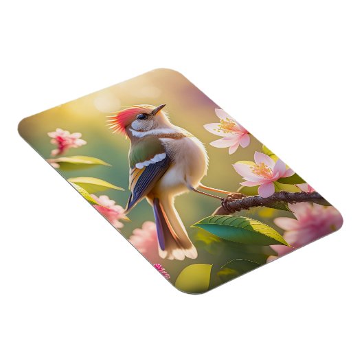 Red Header Buff Chested Warbler Fantasy Bird Magnet (Rechte Seite)