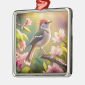 Red Header Buff Chested Warbler Fantasy Bird Ornament Aus Metall (Links)