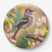 Red Header Buff Chested Warbler Fantasy Bird Pappteller (Vorderseite)