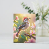 Red Header Buff Chested Warbler Fantasy Bird Postkarte (Stehend Vorderseite)
