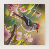 Red Header Buff Chested Warbler Fantasy Bird Puzzle (Horizontal)