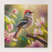 Red Header Buff Chested Warbler Fantasy Bird Puzzle (Vertikal)