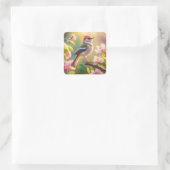 Red Header Buff Chested Warbler Fantasy Bird Quadratischer Aufkleber (Tasche)