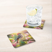 Red Header Buff Chested Warbler Fantasy Bird Rechteckiger Pappuntersetzer (Vor Ort)