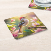 Red Header Buff Chested Warbler Fantasy Bird Rechteckiger Pappuntersetzer (angewinkelt)