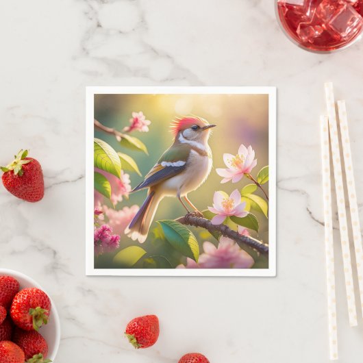 Red Header Buff Chested Warbler Fantasy Bird Serviette (Beispiel)