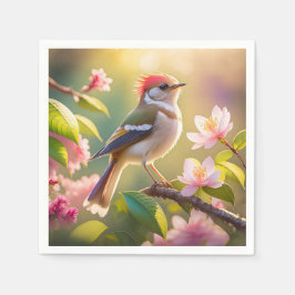 Red Header Buff Chested Warbler Fantasy Bird Serviette