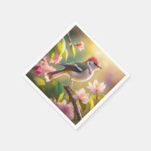 Red Header Buff Chested Warbler Fantasy Bird Serviette (Ecke)