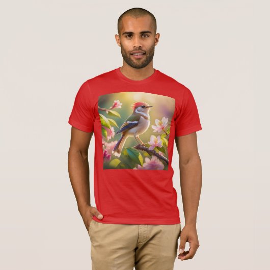 Red Header Buff Chested Warbler Fantasy Bird T-Shirt (Vorne ganz)