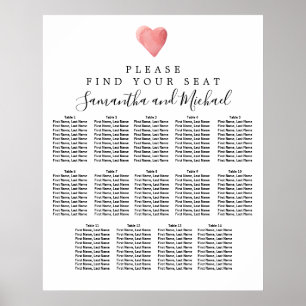 Red Heart 14-Table Hochzeitssattel Poster