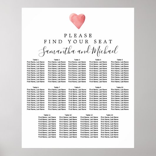 Red Heart 14-Table Hochzeitssattel Poster (Vorne)