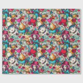 Red Heart Alice Tee Party Thema Geschenkpapier (Flach)