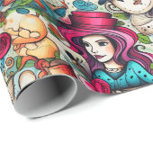 Red Heart Alice Tee Party Thema Geschenkpapier (Rolleneckpunkt)