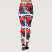 Red Heart and Chrome Stethoscope Healthcare Leggings (Rückseite)
