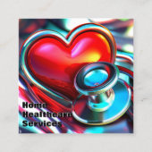 Red Heart and Chrome Stethoscope Healthcare Quadratische Visitenkarte (Vorderseite)