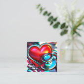 Red Heart and Chrome Stethoscope Healthcare Quadratische Visitenkarte (Stehend Vorderseite)
