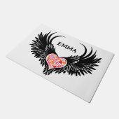 Red heart angel black wings fußmatte (Schrägansicht)