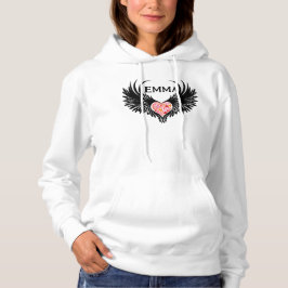 Red heart angel black wings hoodie