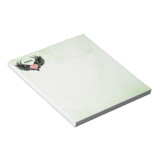 Red heart angel black wings notizblock (angewinkelt)