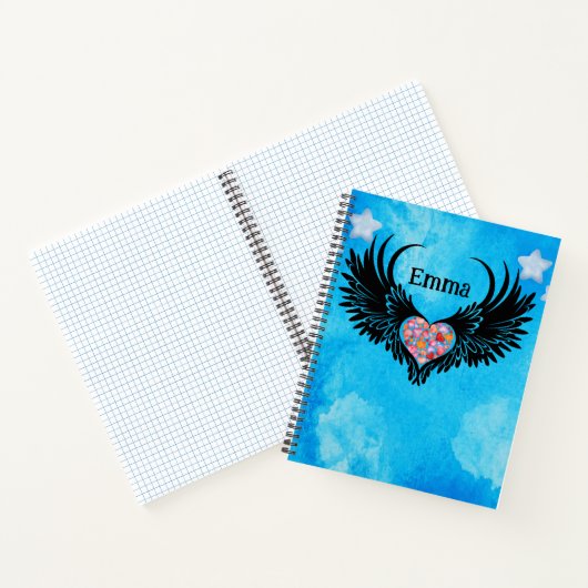 Red heart angel black wings notizblock (Innenseite)