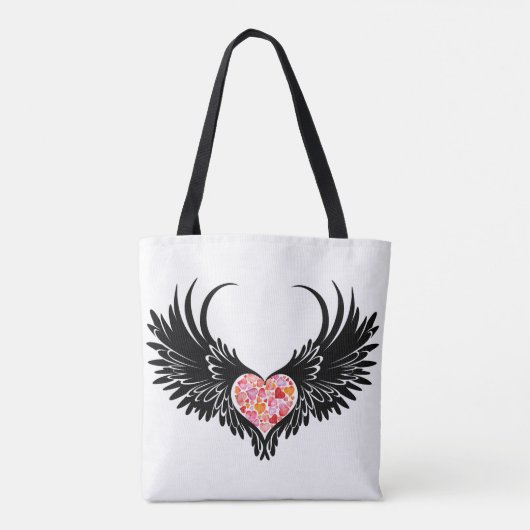 Red heart angel black wings tasche (Rückseite)
