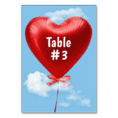 Red Heart Balloon in Wolken Tischnummer (Rückseite)