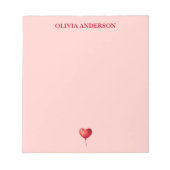 Red Heart Balloon Valentines Day Personalized  Notizblock (Vorderseite)