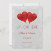 Red Heart Balloons Ankündigung Datum freihalten (Vorderseite)