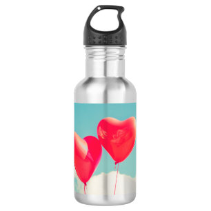Red Heart Balloons gegen Wolken Himmel Edelstahlflasche