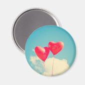 Red Heart Balloons gegen Wolken Himmel Magnet (Vorderseite/Rückseite)