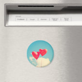 Red Heart Balloons gegen Wolken Himmel Magnet (In Situ (Geschirrspüler))