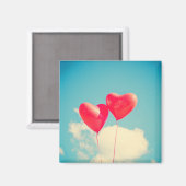 Red Heart Balloons gegen Wolken Himmel Magnet (Vorderseite/Rückseite)