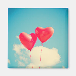 Red Heart Balloons gegen Wolken Himmel Magnet